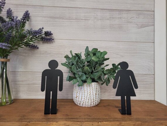 Mini bathroom people | mini bathroom figures | metal bathroom people | standing bathroom people | freestanding people cutouts