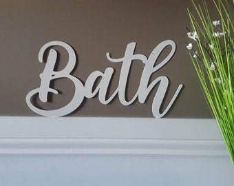 Bath sign | cursive bathroom sign | metal bath sign | cursive word sign | cursive font bath | farmhouse bath sign |farmhouse bathroom decor