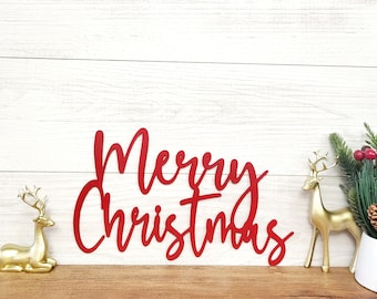 Christmas Cheer Tree Topper Christ Hope Love Peace Believe Holly Joy Noel Signs | Hand Lettered Word Ornaments | Script Word Laser Cutout
