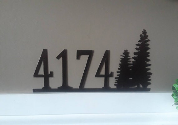 Rustic address sign | pine tree sign | house numbers | metal address sign | custom address | weatherproof coating | 4 number address sign
