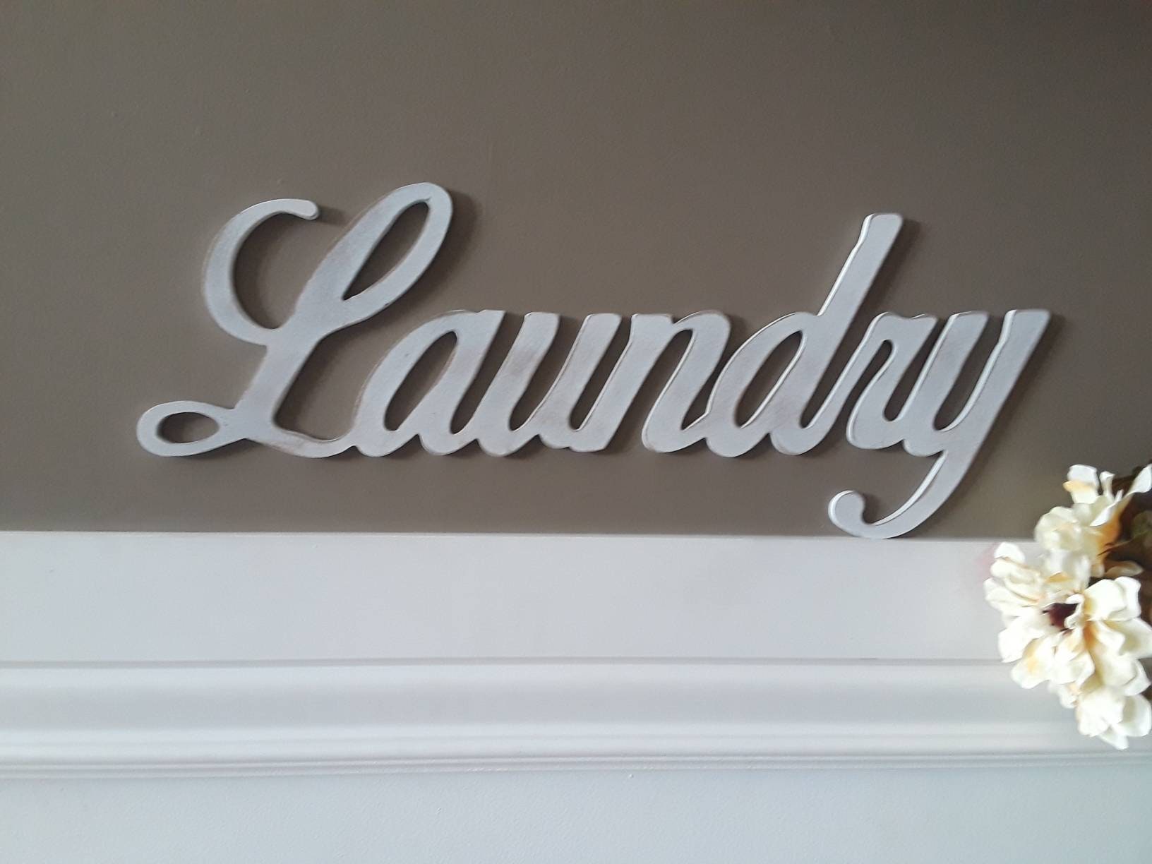 Distressed Laundry Room Sign Cursive Laundry Sign Script Etsy
