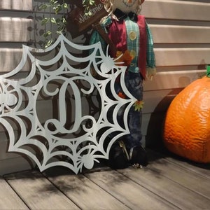 Monogram Spider Web Door Hanger | Personalized Spider Web Sign | Personalized Halloween Sign | Fall Door Wreath | Family Name Sign