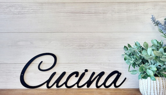 Cucina sign | cucina metal sign | homemade sign | kitchen decor | cursive la cucina | kitchen sign | chic kitchen decor | mangia