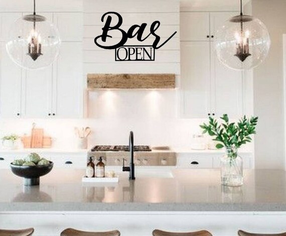 Metal bar open sign | kitchen decor | metal bar sign wine lovers decor | rustic word art | wedding gift