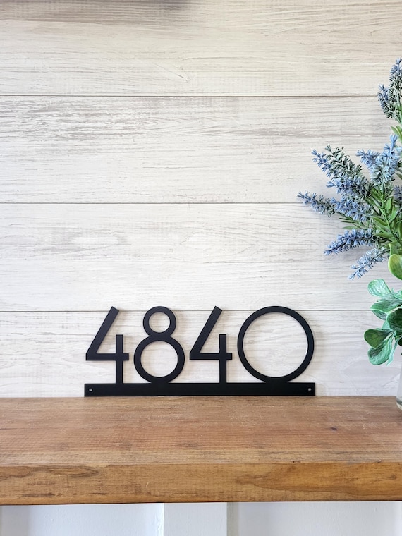 Mid Century Modern House Numbers | Modern Address Sign | Horizontal Address Sign | Address Number Sign | Metal Address Sign