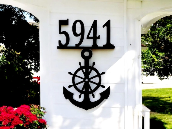 Personalized Anchor Family Name Sign, Nautical, Steel, Lake, Ocean,  River, Nautical Last Name Sign, Ship Helm, Boat Wheel, Front door Decor