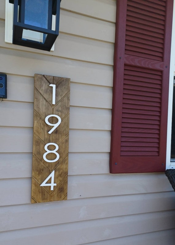 Chevron Address Sign | Wood Address Plaque | Chevron Address Plaque | Modern Address Plaque | 3D Address | Vertical Address Sign