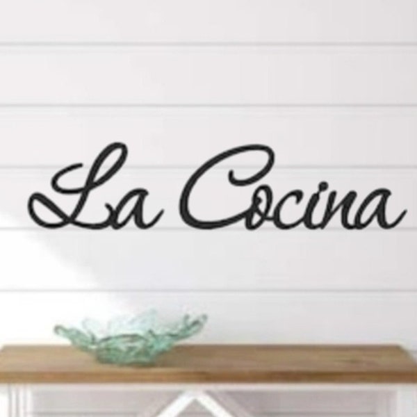 La cocina sign | la cocina metal sign | homemade sign | kitchen decor | cursive la cucina | kitchen sign | spanish kitchen decor | mangia