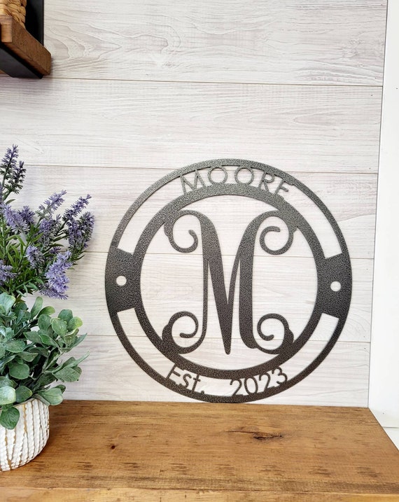 Monogram Door Hanger | Last Name Sign | Last Name Door Hanger | Anniversary Gift | Initial Front Door Hanger | Wedding Gift | Wedding Date