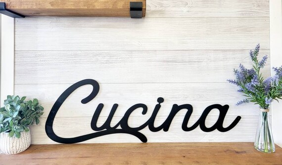 Cucina Sign | Cucina Metal Sign | Homemade Sign | Kitchen Decor | Cursive La Cucina | Kitchen Sign | Chic Kitchen Decor | Mangia