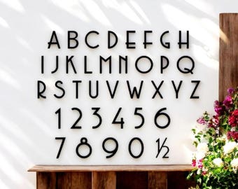 7"  Mid Century Modern  mailbox numbers | metal address numbers and letters | home address letters | street name | contemporary letters