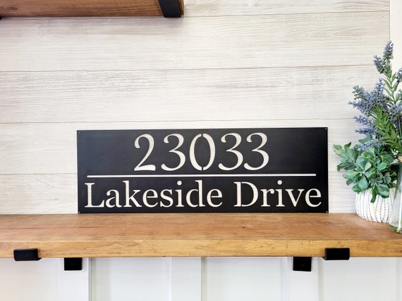 Large number address plaque | horizontal address sign | metal address sign | house number sign | modern industrial address | weatherproof