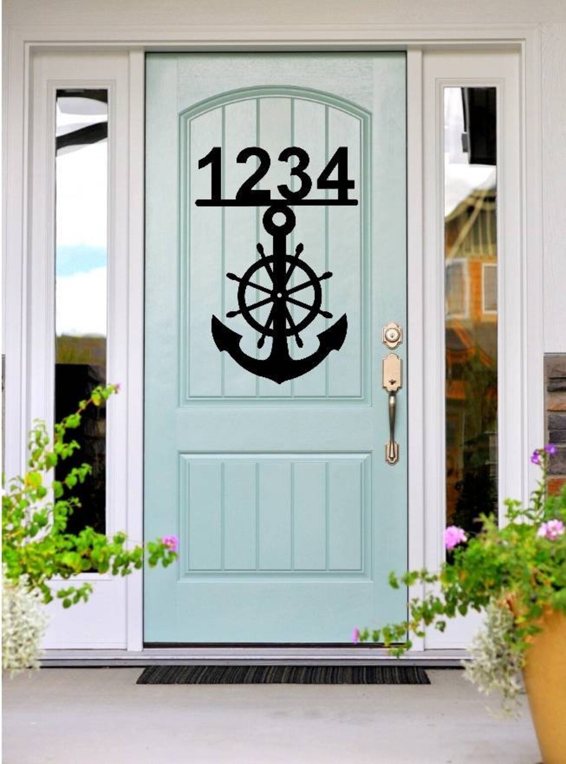 Anchor Address Sign Nautical House Numbers Steel Lake Ocean Etsy