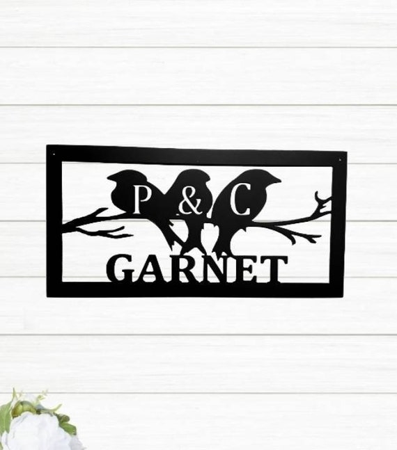Bird address sign | birds on a limb address sign | personalized bird sign | custom family last name sign | weatherproof metal wall art