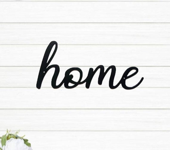 Home sign | rustic home sign| farmhouse wall decor | home metal sign | home entryway sign | home cursive metal word | home sweet home sign