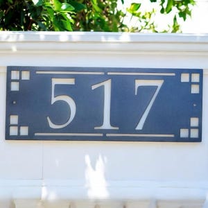 Arts and craft address sign | craftsman address plaque | mission style address sign | art and craft house numbers | horizontal address sign