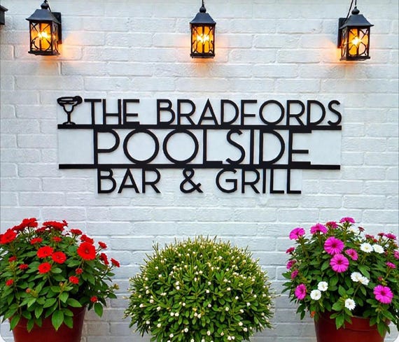 Personalized Bar & Grill Sign | Outdoor Patio Decor | BBQ Grill Sign | Grilling Gift | Housewarming Gift for Him | Metal Last Name Sign