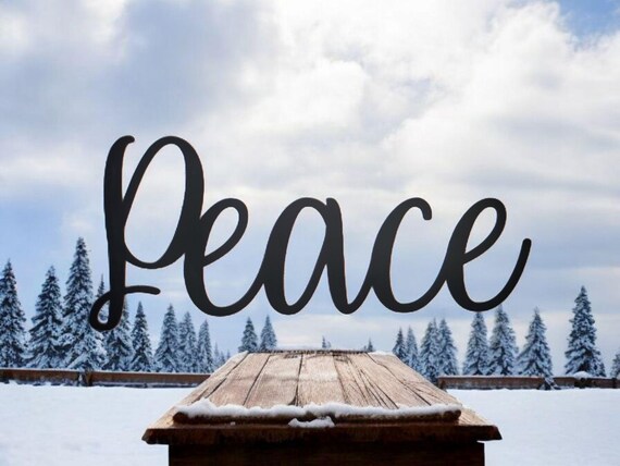 Metal peace sign | peace sign | peace metal word | cursive peace sign | metal peacw home sign | farmhouse style christmas word art sign