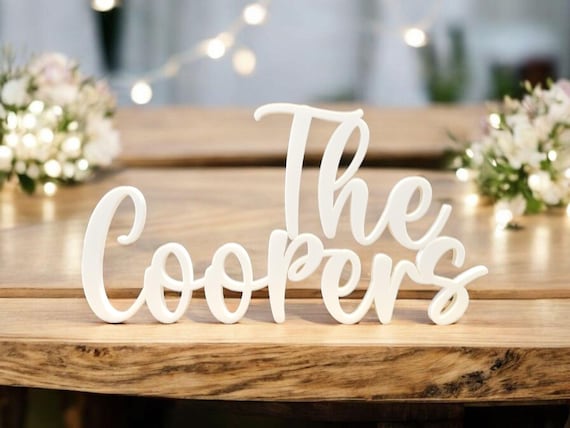 Freestanding Last Name Sign | Stackable Names for Bride & Groom Table Decor | Personalized Name Sign | Wedding Name Sign | Anniversary Gift