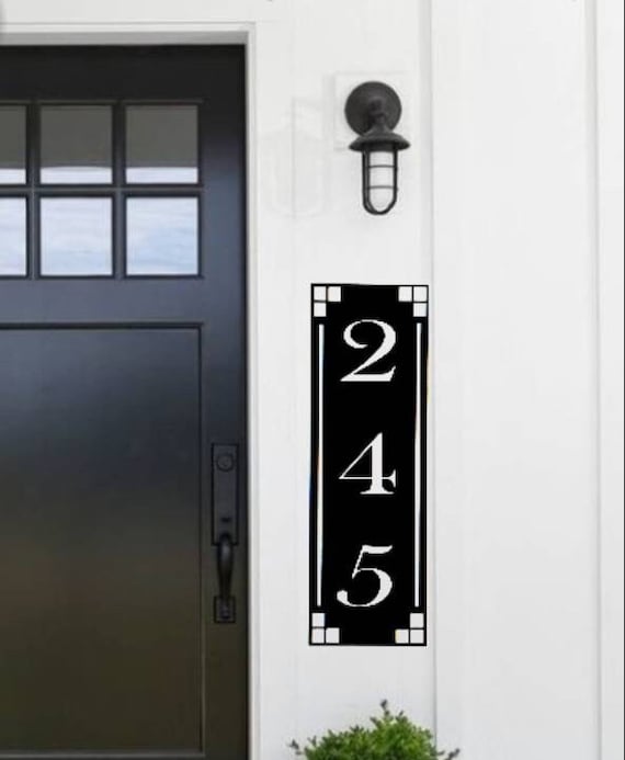 Arts and craft address sign | craftsman address plaque | mission style address sign | art and craft house numbers | vertical address sign