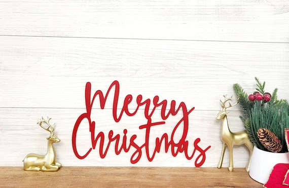 Merry christmas metal sign, holiday wall art decor, christmas decoration, door hanger, christmas gift, christmas ornament