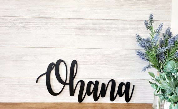Ohana sign | metal ohana sign | cursive ohana sign | hawaii decor | home wall decor | cursive metal word sign | explorer sign | family sign