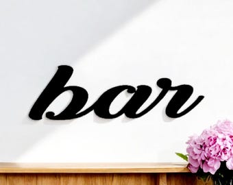 Bar sign | cursive bar sign | metal cursive bar sign | bar script word | recycled steel | farmhouse style script word |man cave decor