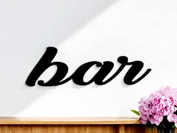 Bar sign | cursive bar sign | metal cursive bar sign | bar script word | recycled steel | farmhouse style script word |man cave decor