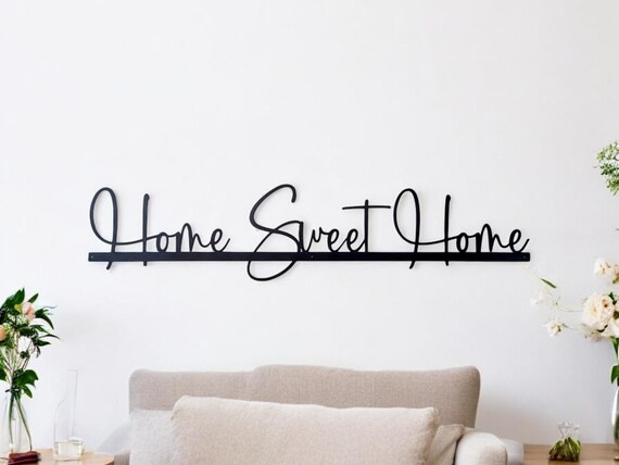 Home sweet home sign rustic home sign farmhouse wall decor home metal sign home entryway sign home cursive metal word script recycled steel