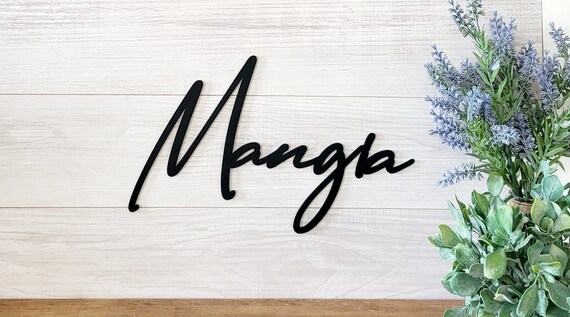 Mangia sign | mangia metal sign | eat sign | mangia tutti | kitchen sign| dining room decor | cursive metal word | wall decor recycled steel