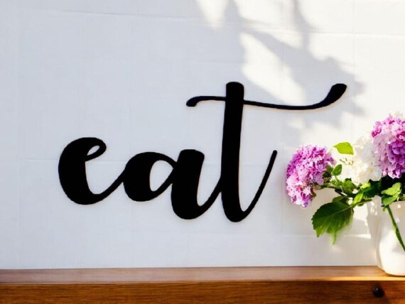 Metal Eat Sign | Cursive Eat Sign | Dining Room Decor | Cursive Metal Word | Kitchen Sign | Eat Script Sign |Recycled Steel | Cursive Font