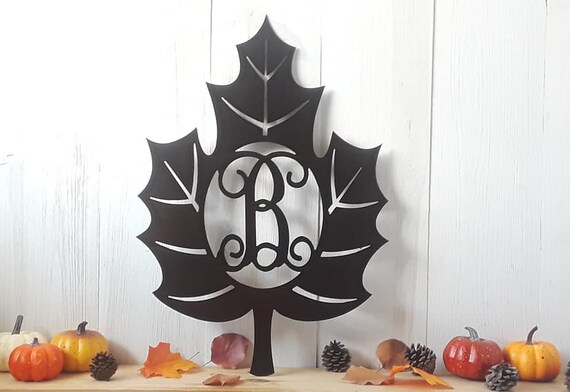 Monogram Leaf Door Hanger - Fall Leaf Door Hanger - Autumn Leaf Initial Wreath - Fall Door Hanger - Maple Leaf Wreath - Fall Decor