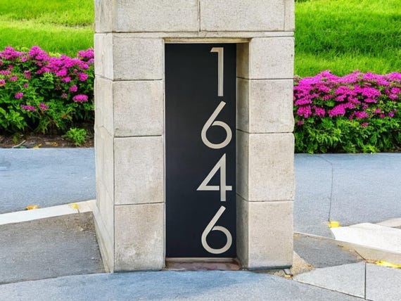 Modern address plaque metal address sign vertical address sign modern house number sign modern industrial metal address weatherproof sign