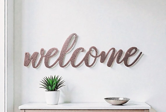 Welcome sign, metal wall sign, custom metal wall art, front door décor, entryway sign, cursive letter sign