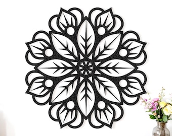 Mandala Flower Sign | Flora Harmony Mandala Sign | Serenity Metal Wall Art | Modern Aestetic Metal Flower | Unique Indoor Outdoor Decor