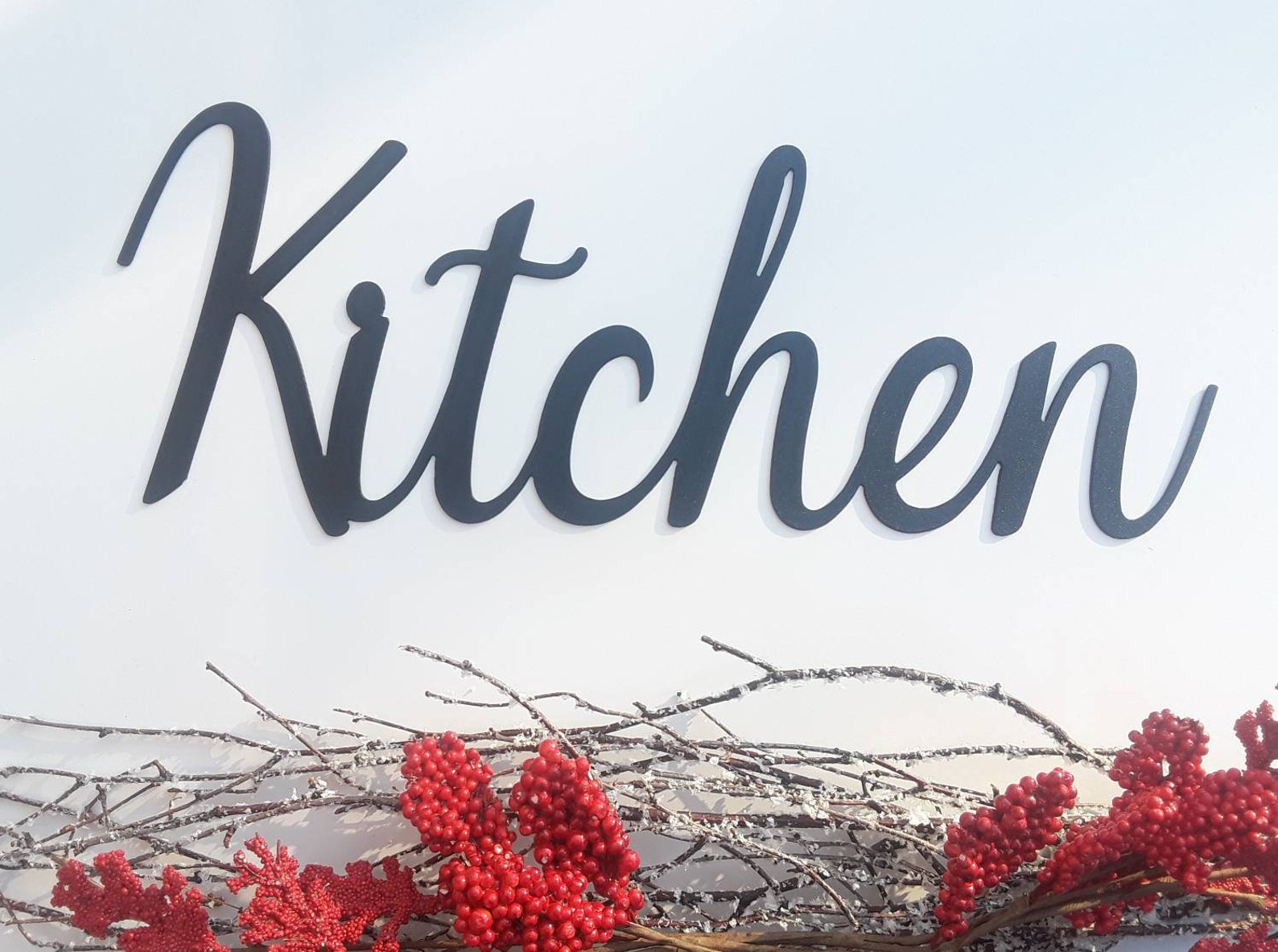 Kitchen Cursive Word Sign Farmhouse Style Kitchen Home Decor Etsy