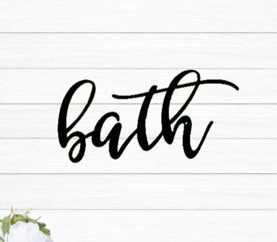 Bath sign bathroom decor sign cursive metal word restroom sign wahroom decor powder room spa sign metal art script bath sign recycled steel