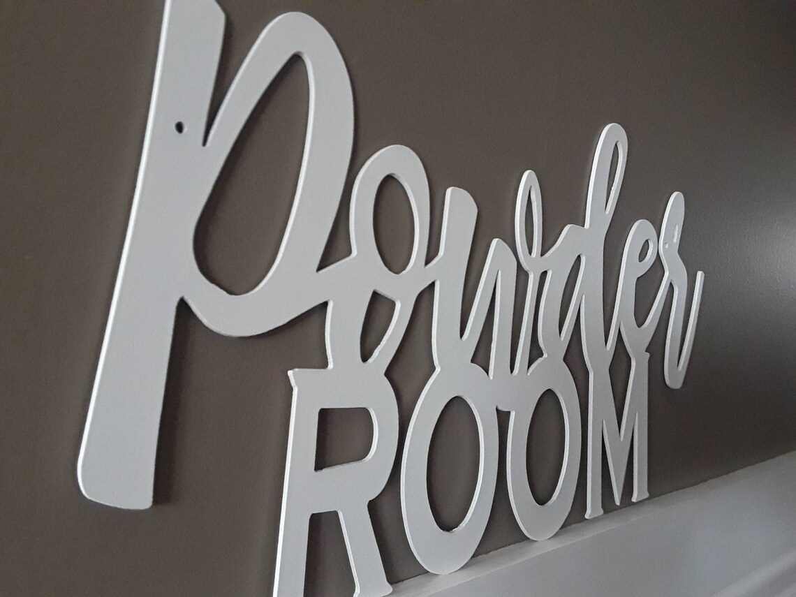 Powder Room Sign Metal Powder Room Sign Bathroom Decor Etsy