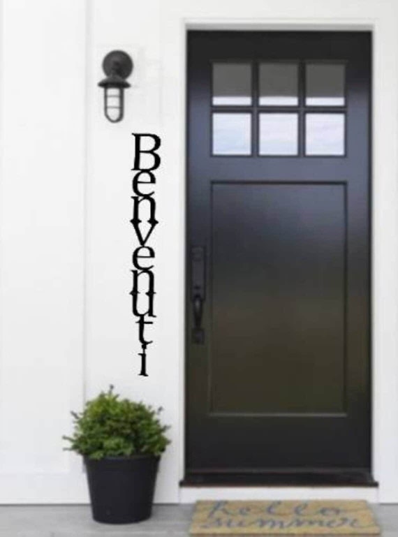 Vertical benvenuti sign italian welcome sign metal benvenuti sign front door sign entryway sign cursive word sign custom metal wall art