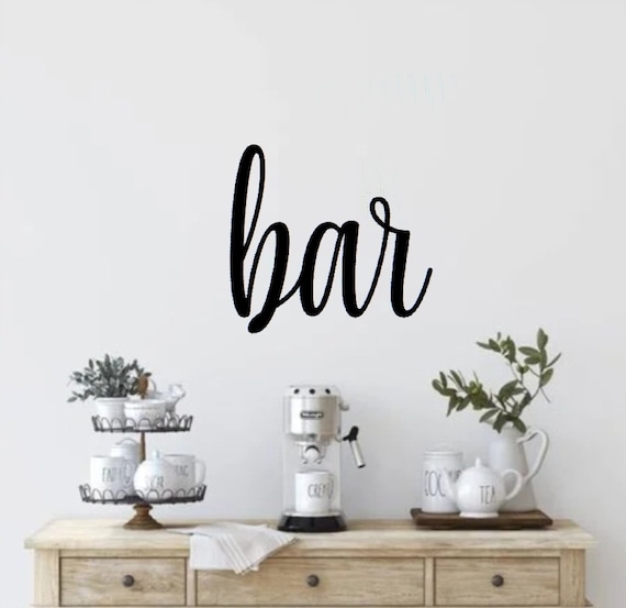 Bar Sign | Steel Bar Sign | Metal Bar Sign | Bar Script Word | Recycled Steel | Farmhouse Style Script Word |Man Cave Decor