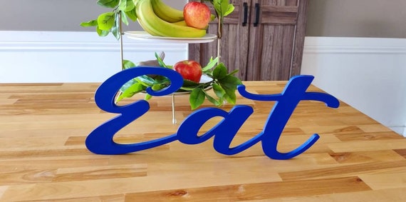 Free Standing Eat Sign | Cursive Eat Sign | Wood Eat Sign | Farmhouse Style Home Decor | Eat Script Sign | Script Eat Kitchen | Freestanding