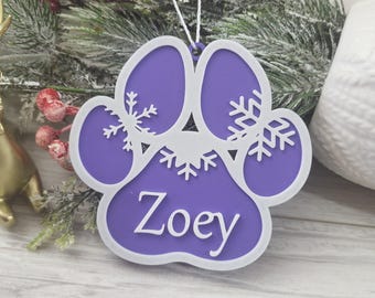 Personalized Dog Paw Ornament | Dog Name Ornament | Pet Paw | Personalized Christmas Tree Ornament | Pet Gift | Cat Ornament | Dog Mom Gift
