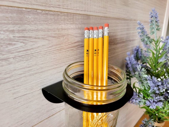 Mason Jar Shelf SET of 4 | Jar Holder | Wall Mount Storage | Art Supply Storage | Toothbrush Organization | Shelving | Dorm Desk Accessories