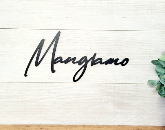 Mangiamo sign | mangia metal sign | lets eat sign | mangia tutti | kitchen sign| dining room decor | italian theme cursive metal word