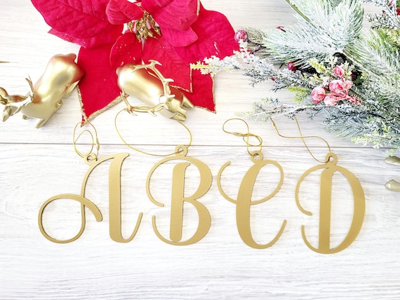Metal monogram ornament | letter name ornament | personalized christmas ornament set | custom christmas gift | grandkid ornament family gift
