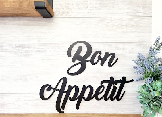 Bon appetit sign | bon appetit metal sign | enjoy your meal  | homemade sign | french kitchen decor | cursive bon appetit | kitchen sign