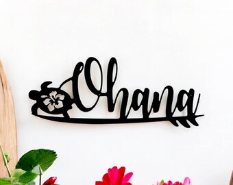 Ohana metal sign | turtle on surfboard sign | cursive ohana sign | hawaiian family sign | world explorer gift | hawaiian decor