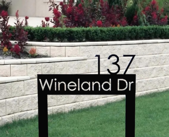 Modern Address Sign | Garden Address Sign | Garden House Numbers | Horizontal Address Sign | Cabin Number Sign | Camp Sign