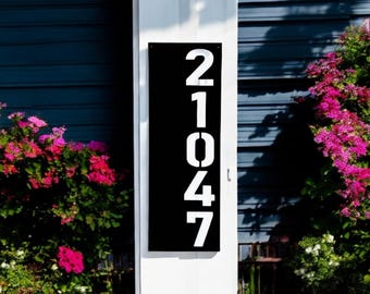 Large Vertical Metal Address Sign, Weatherproof Number Plaque