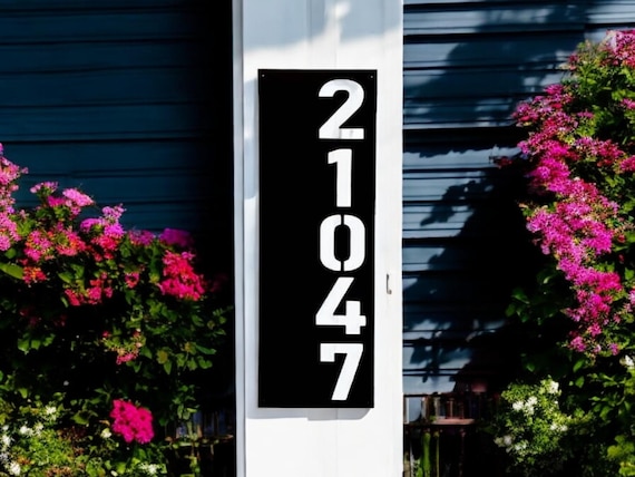 Large Number Address Plaque, Vertical Address Sign,  Metal Address Sign, House Number Sign, Vertical Metal Address Sign, Weatherproof